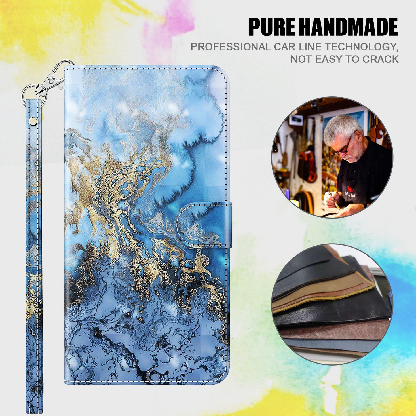 Stand Feature 3D Creative Pattern PU Leather Magnetic Flip Wallet Case with Strap for Google Pixel 6