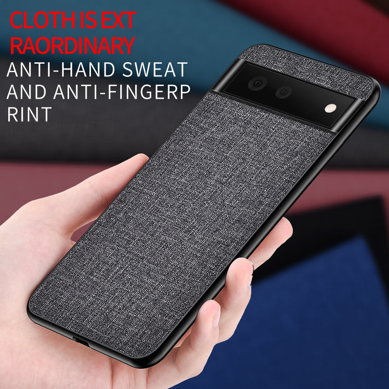 Cloth Coated TPU + PC Hybrid Phone Cover Anti-sweat Anti-fingerprint Case for Google Pixel 6 Pro