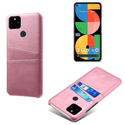 KSQ PU Leather + PC Combo Anti-shock Anti-fall Dual Back Card Slots Design Hard Case for Google Pixel 5a 5G