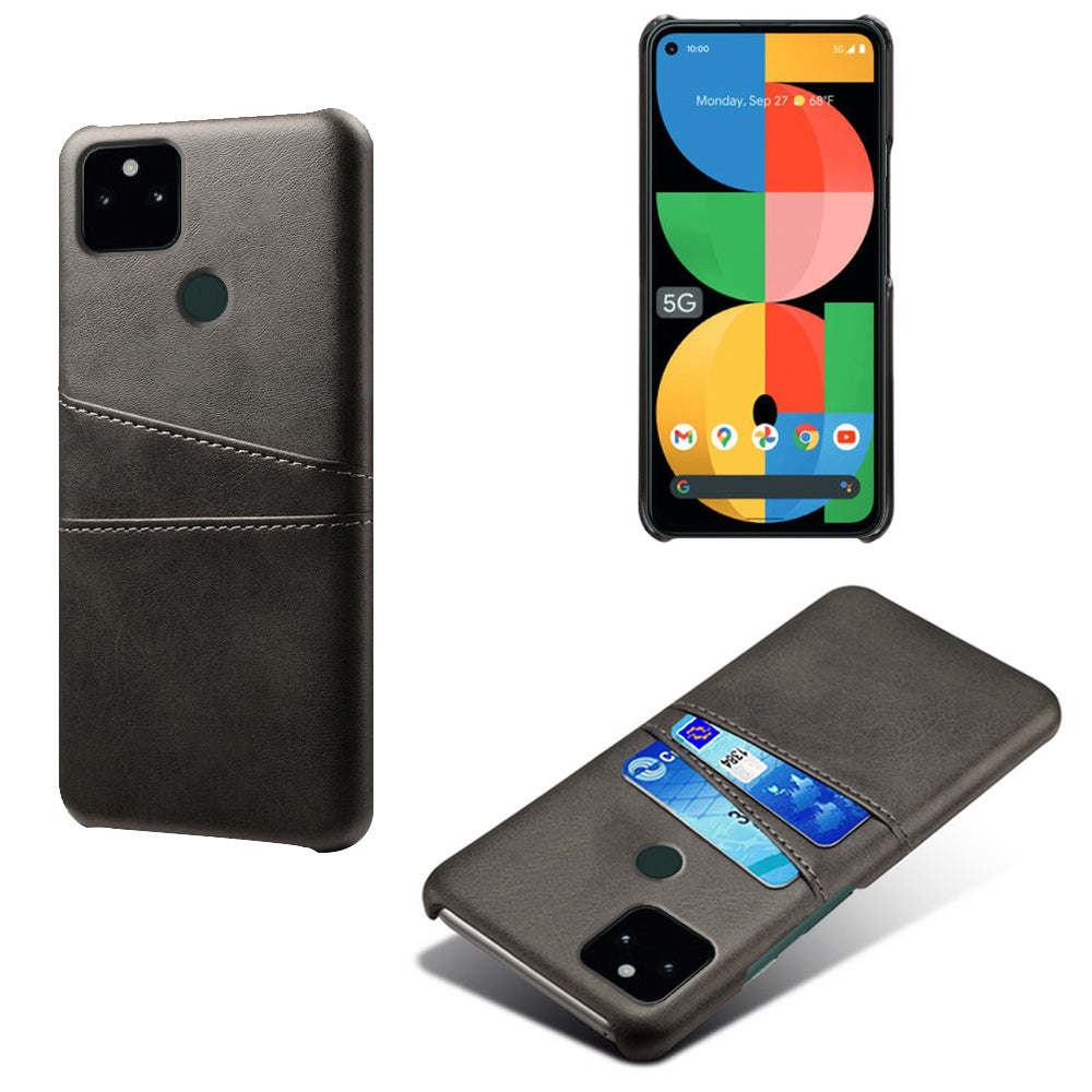 KSQ PU Leather + PC Combo Anti-shock Anti-fall Dual Back Card Slots Design Hard Case for Google Pixel 5a 5G