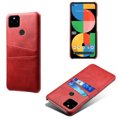 KSQ PU Leather + PC Combo Anti-shock Anti-fall Dual Back Card Slots Design Hard Case for Google Pixel 5a 5G