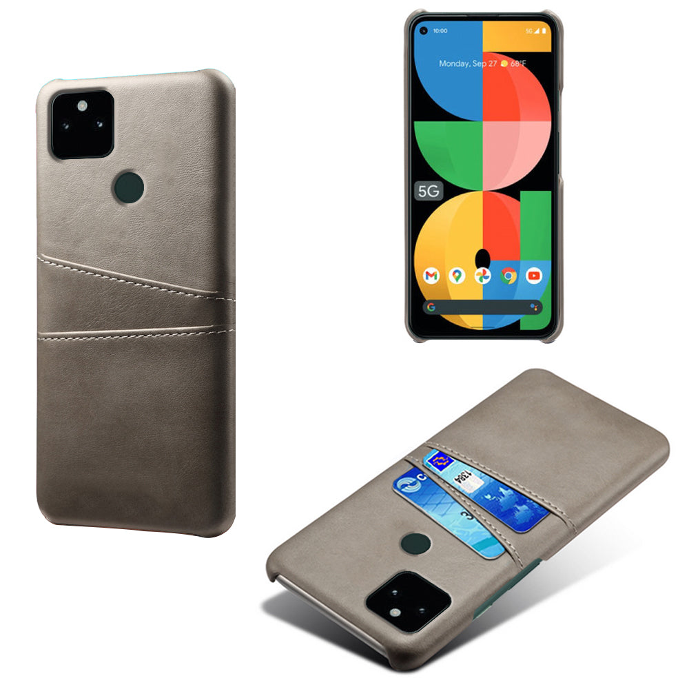 KSQ PU Leather + PC Combo Anti-shock Anti-fall Dual Back Card Slots Design Hard Case for Google Pixel 5a 5G