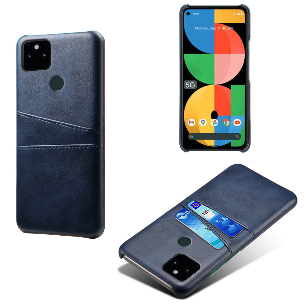 KSQ PU Leather + PC Combo Anti-shock Anti-fall Dual Back Card Slots Design Hard Case for Google Pixel 5a 5G