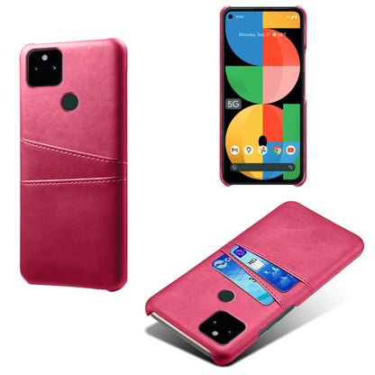 KSQ PU Leather + PC Combo Anti-shock Anti-fall Dual Back Card Slots Design Hard Case for Google Pixel 5a 5G