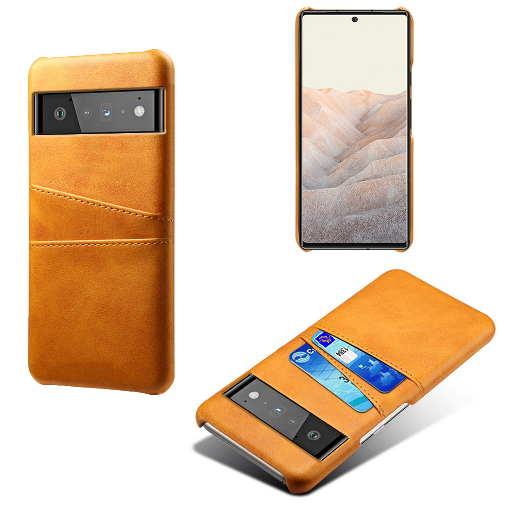 KSQ PU Leather + PC Combo Stylish Dual Back Card Slots Design Light Slim Hard Case for Google Pixel 6 Pro