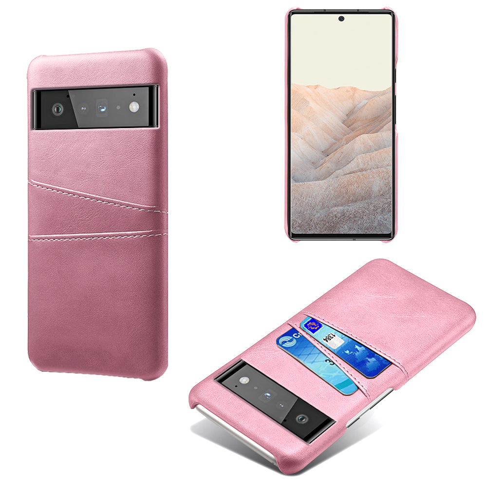 KSQ PU Leather + PC Combo Stylish Dual Back Card Slots Design Light Slim Hard Case for Google Pixel 6 Pro