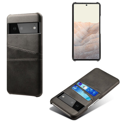 KSQ PU Leather + PC Combo Durable Anti-fall Dual Back Card Slots Design Hard Phone Shell for Google Pixel 6