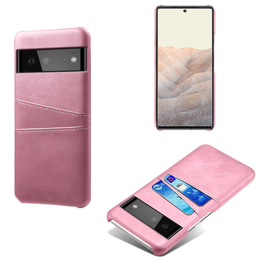 KSQ PU Leather + PC Combo Durable Anti-fall Dual Back Card Slots Design Hard Phone Shell for Google Pixel 6