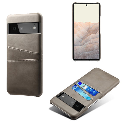 KSQ PU Leather + PC Combo Durable Anti-fall Dual Back Card Slots Design Hard Phone Shell for Google Pixel 6