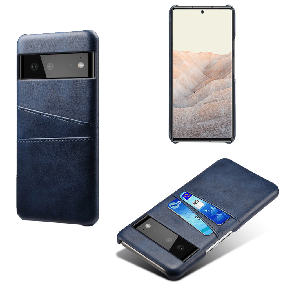 KSQ PU Leather + PC Combo Durable Anti-fall Dual Back Card Slots Design Hard Phone Shell for Google Pixel 6