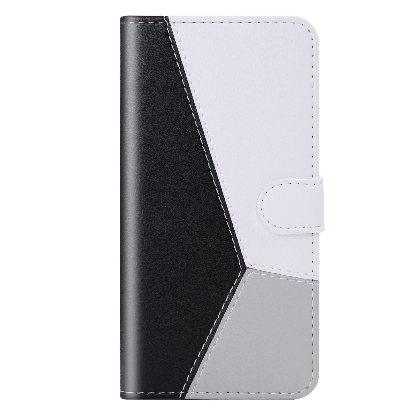 Stylish Tri-color Splicing Design Stand Wallet Full Protection Leather Cover Phone Case for Google Pixel 6