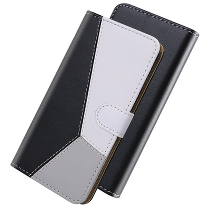 Stylish Tri-color Splicing Design Stand Wallet Full Protection Leather Cover Phone Case for Google Pixel 6