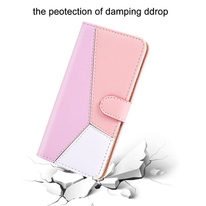 Stylish Tri-color Splicing Design Stand Wallet Full Protection Leather Cover Phone Case for Google Pixel 6