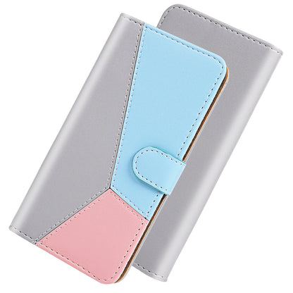 Stylish Tri-color Splicing Design Stand Wallet Full Protection Leather Cover Phone Case for Google Pixel 6