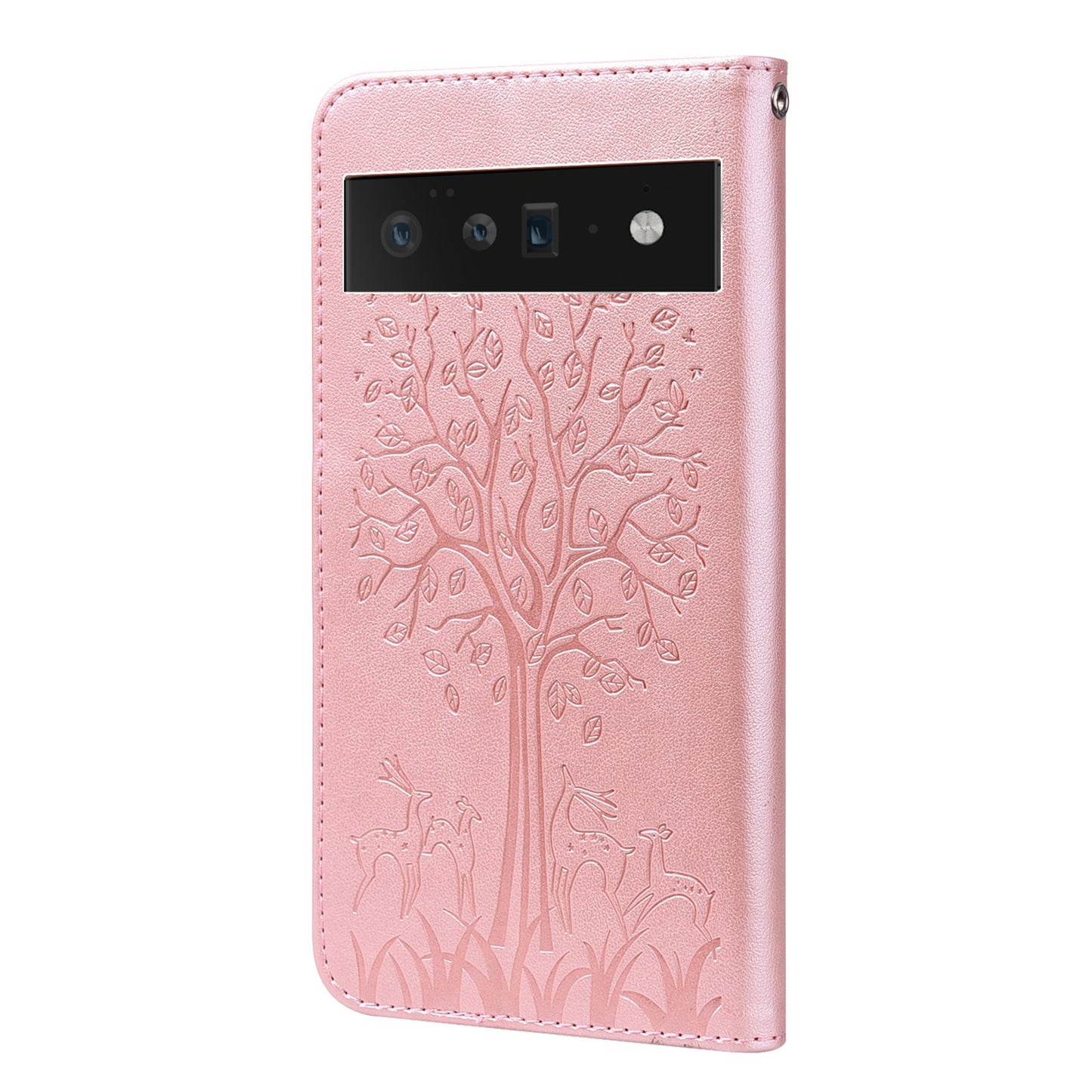 Anti-scratch Elk and Tree Pattern Imprinted Wallet Leather Phone Case Stand Shell for Google Pixel 6 Pro