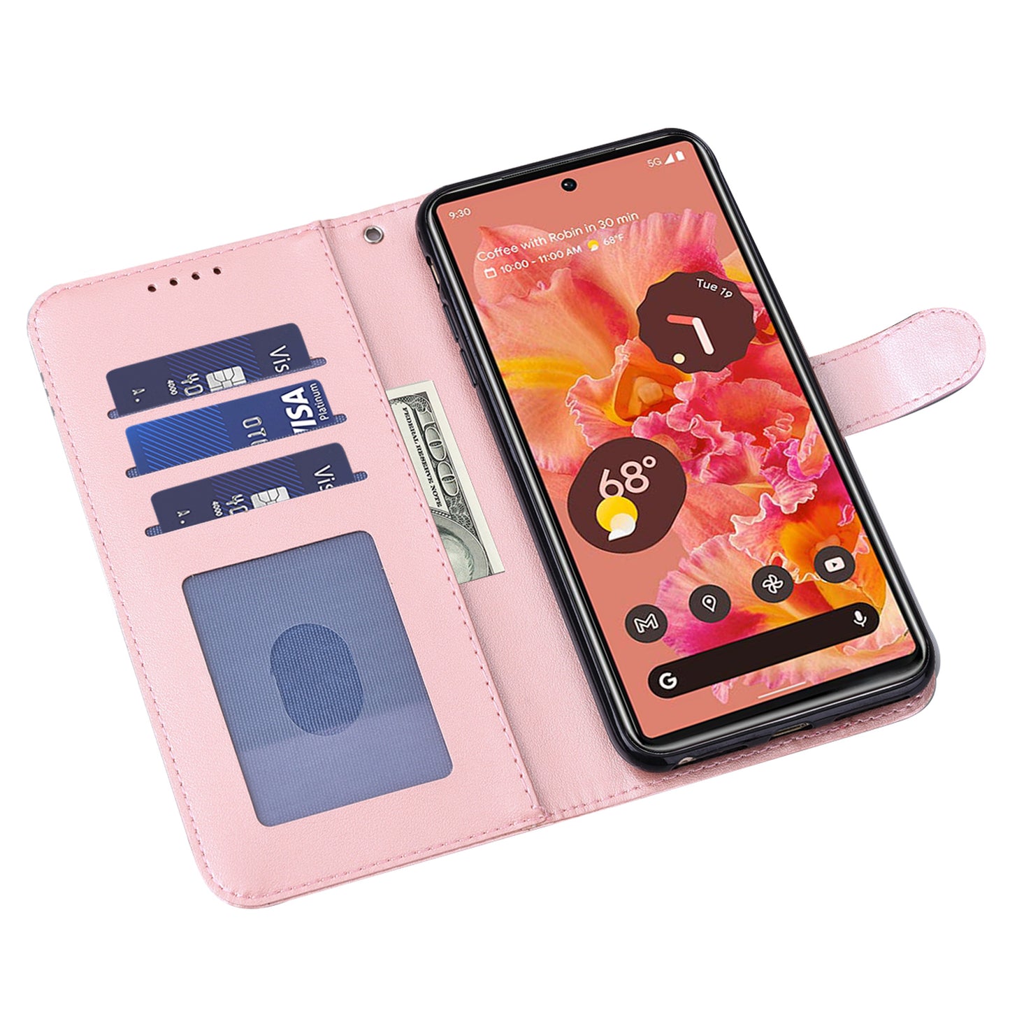 Anti-scratch Elk and Tree Pattern Imprinted Wallet Leather Phone Case Stand Shell for Google Pixel 6 Pro