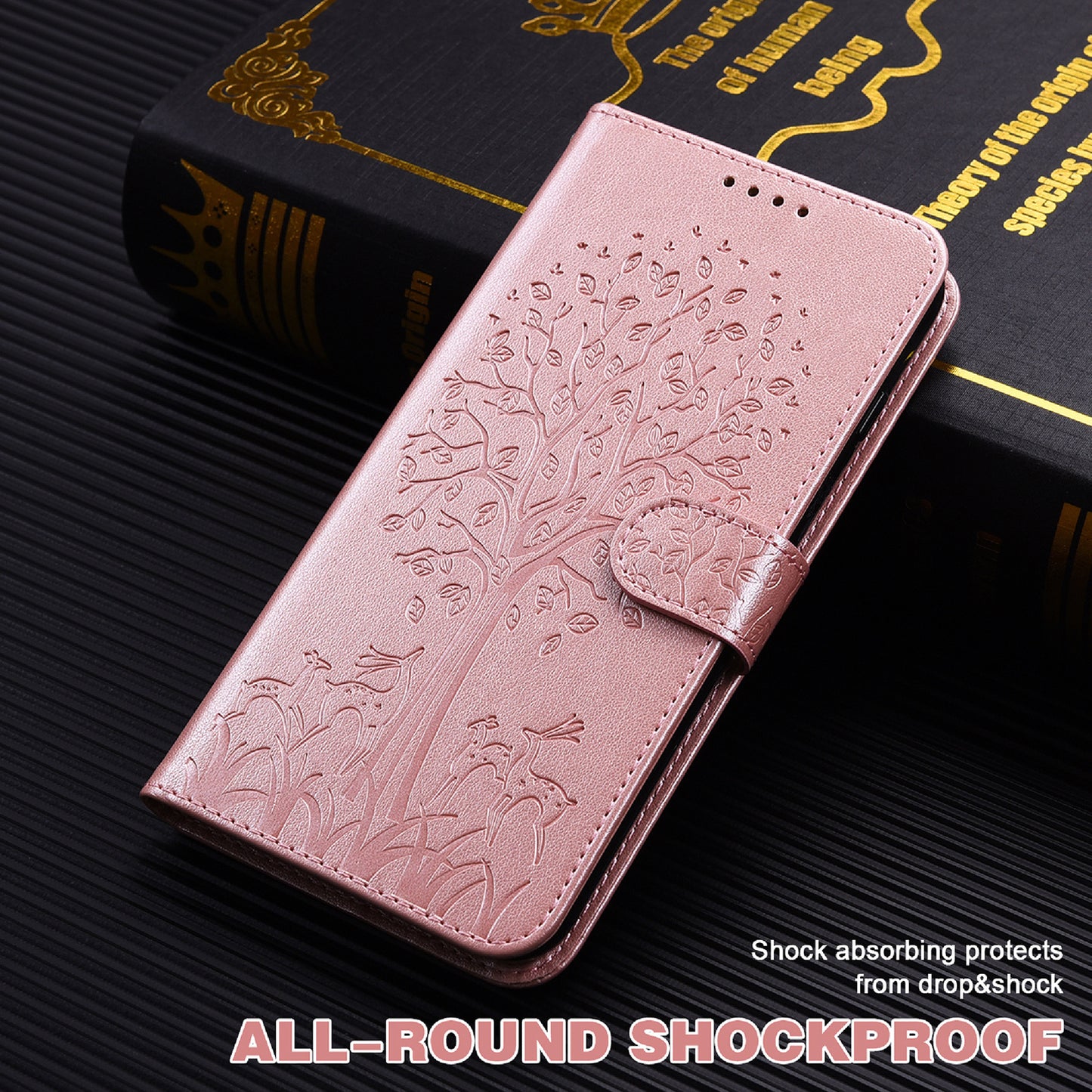 Anti-scratch Elk and Tree Pattern Imprinted Wallet Leather Phone Case Stand Shell for Google Pixel 6 Pro