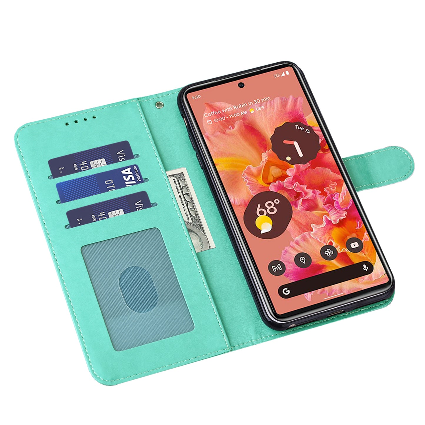 Anti-scratch Elk and Tree Pattern Imprinted Wallet Leather Phone Case Stand Shell for Google Pixel 6 Pro