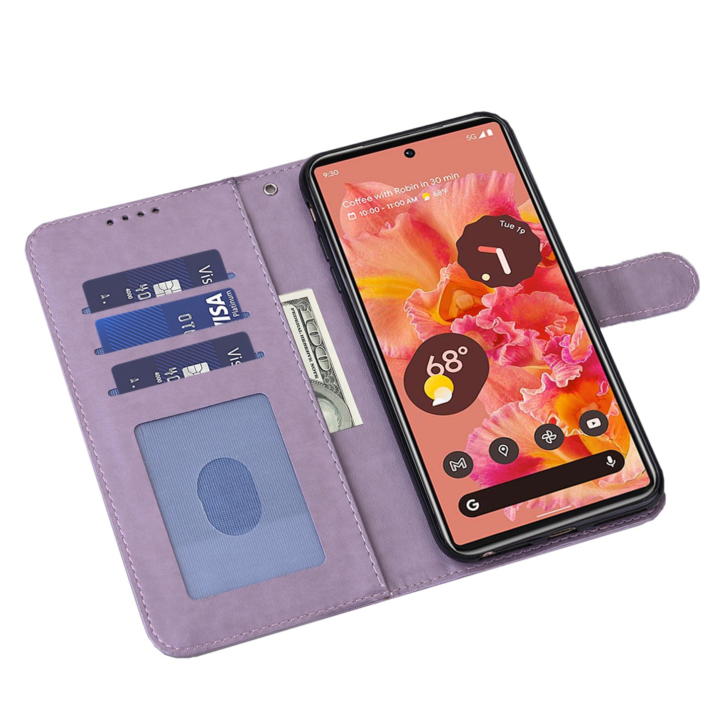 Anti-scratch Elk and Tree Pattern Imprinted Wallet Leather Phone Case Stand Shell for Google Pixel 6 Pro