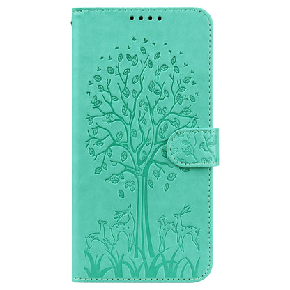 Anti-scratch Stand Phone Cover Imprinted Elk and Tree Pattern Wallet Leather Phone Case for Google Pixel 6