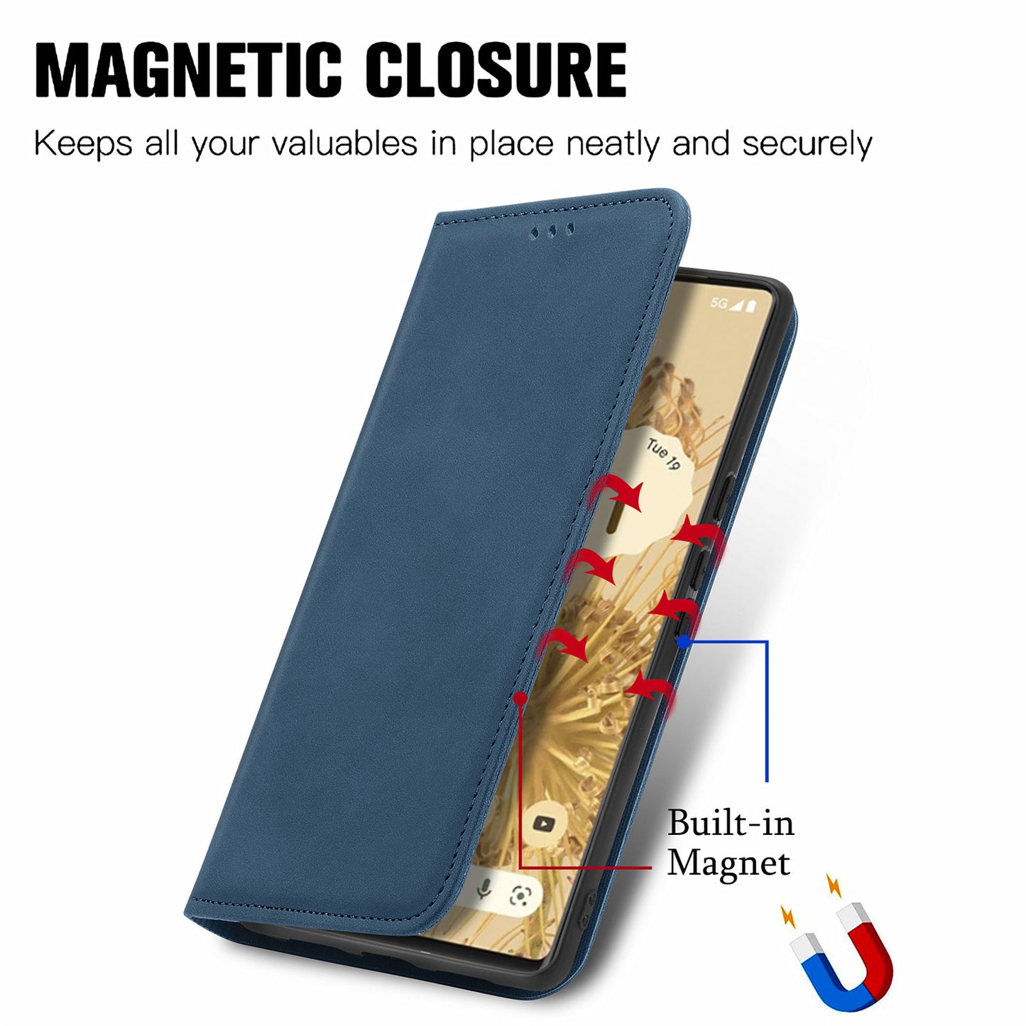 Vintage Texture Skin-touch PU Leather Stand Flip Magnetic Absorption Phone Case with Card Slots for Google Pixel 6 Pro