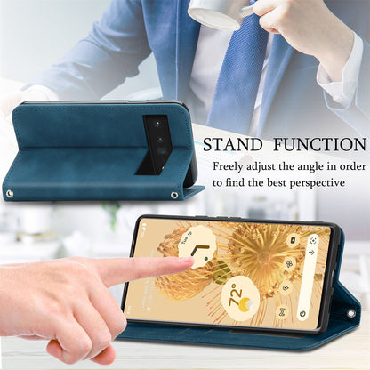 Vintage Texture Skin-touch PU Leather Stand Flip Magnetic Absorption Phone Case with Card Slots for Google Pixel 6 Pro