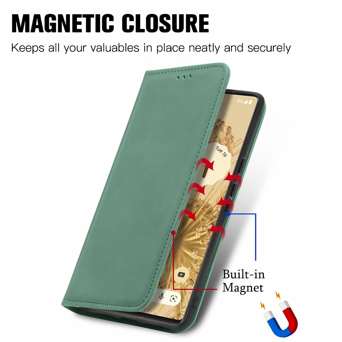 Vintage Texture Skin-touch PU Leather Stand Flip Magnetic Absorption Phone Case with Card Slots for Google Pixel 6 Pro