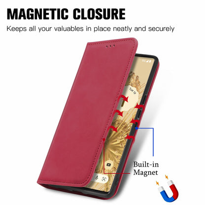 Vintage Texture Skin-touch PU Leather Stand Flip Magnetic Absorption Phone Case with Card Slots for Google Pixel 6 Pro