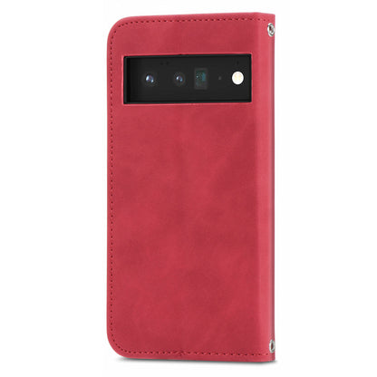 Vintage Texture Skin-touch PU Leather Stand Flip Magnetic Absorption Phone Case with Card Slots for Google Pixel 6 Pro