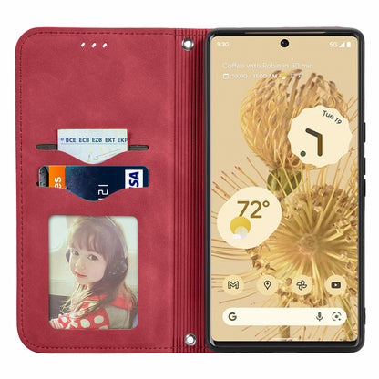 Vintage Texture Skin-touch PU Leather Stand Flip Magnetic Absorption Phone Case with Card Slots for Google Pixel 6 Pro