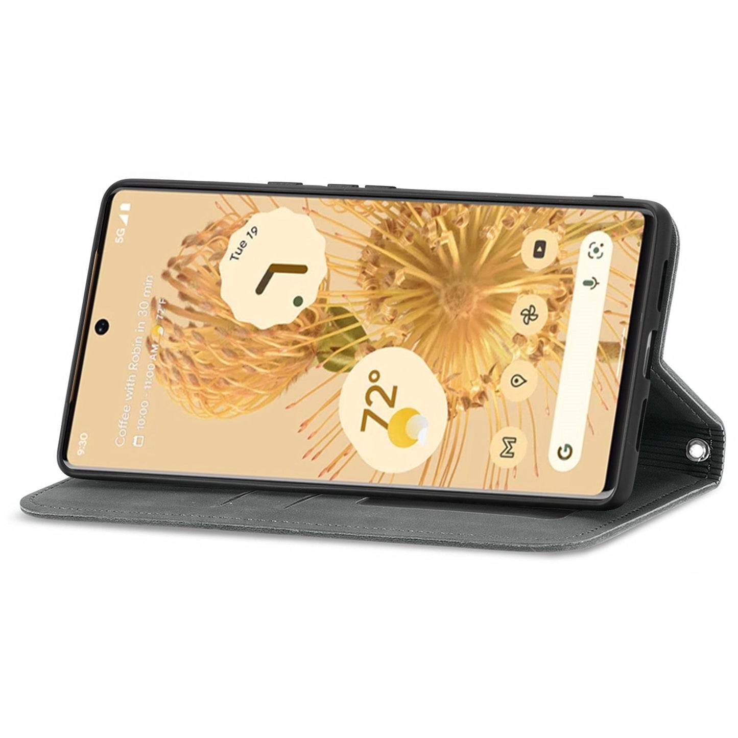 Vintage Texture Skin-touch PU Leather Stand Flip Magnetic Absorption Phone Case with Card Slots for Google Pixel 6 Pro