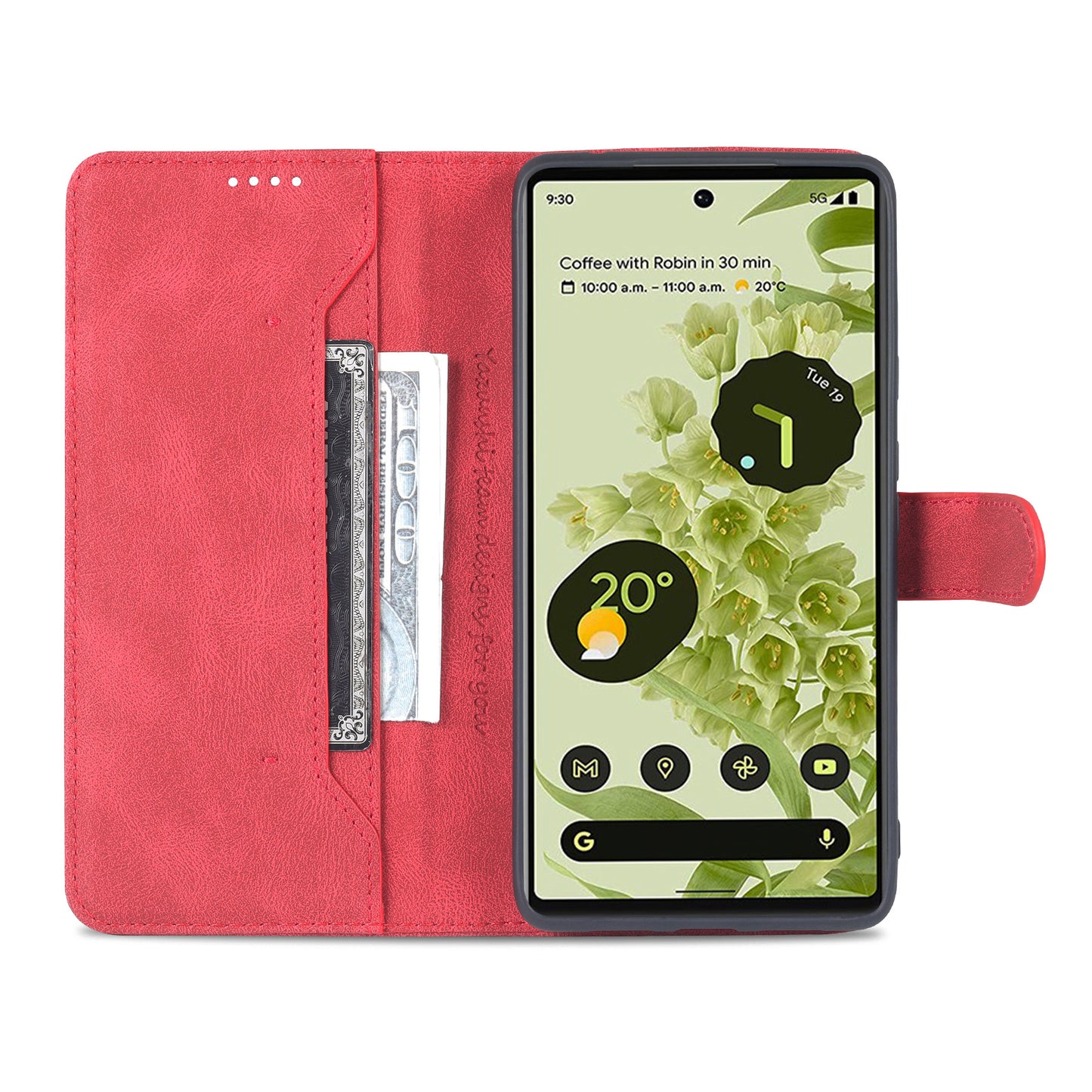 AZNS TPU+PU Leather Wallet Stand Phone Case Well-protected Flip Phone Shell for Google Pixel 6 Pro