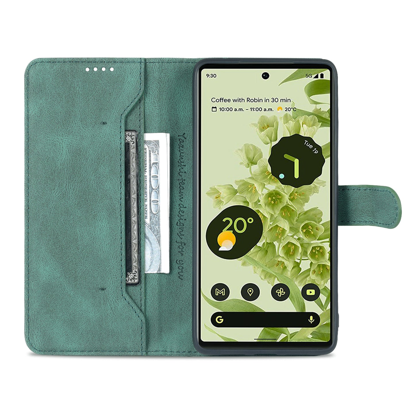 AZNS TPU+PU Leather Wallet Stand Phone Case Well-protected Flip Phone Shell for Google Pixel 6 Pro