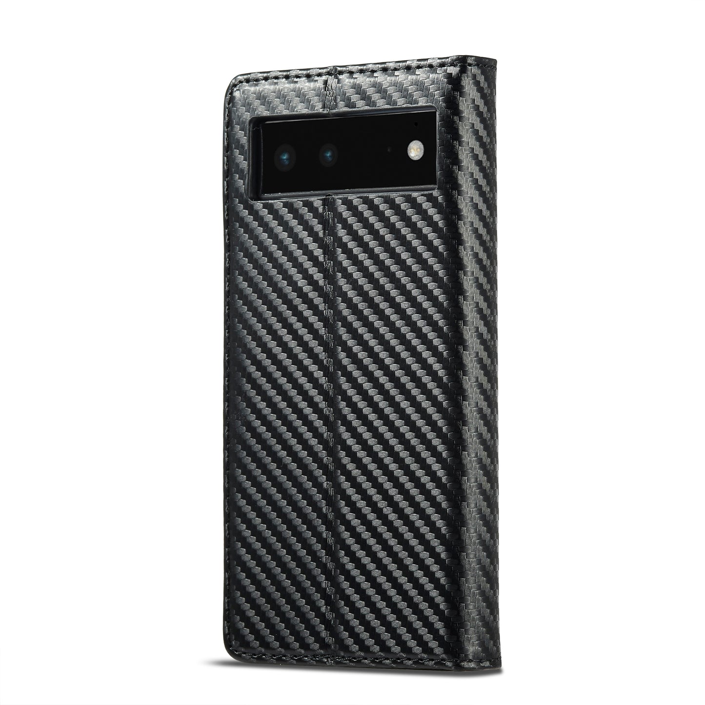 LC.IMEEKE Carbon Fiber Texture Wallet Design Scratch-resistant Phone Case Shell with Stand for Google Pixel 6