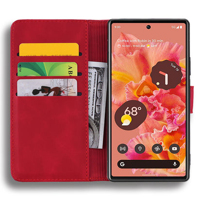 Imprint Flower Phone Cover Well-protected Drop-proof Wallet Design Leather Cover with Stand for Google Pixel 6