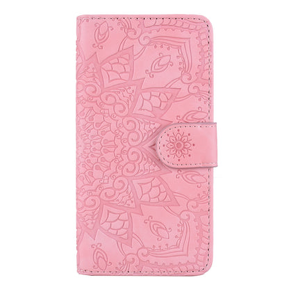 Imprint Flower Phone Cover Well-protected Drop-proof Wallet Design Leather Cover with Stand for Google Pixel 6