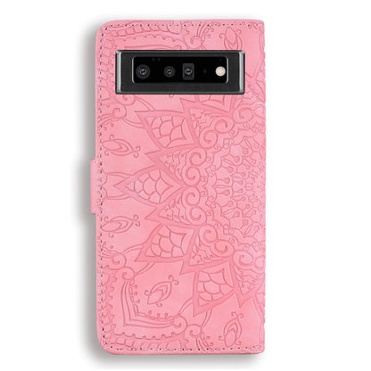 Imprint Flower Phone Cover Well-protected Drop-proof Wallet Design Leather Cover with Stand for Google Pixel 6