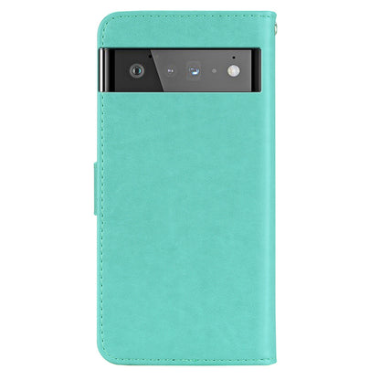 For Google Pixel 6 Shockproof PU Leather+TPU Flip Phone Case Stylish Imprinted Owl Flower Pattern Wallet Shell