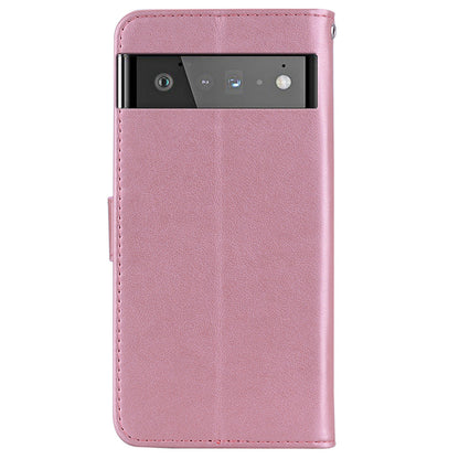 For Google Pixel 6 Shockproof PU Leather+TPU Flip Phone Case Stylish Imprinted Owl Flower Pattern Wallet Shell