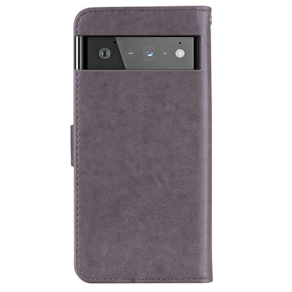 For Google Pixel 6 Shockproof PU Leather+TPU Flip Phone Case Stylish Imprinted Owl Flower Pattern Wallet Shell