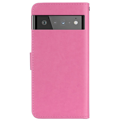 For Google Pixel 6 Shockproof PU Leather+TPU Flip Phone Case Stylish Imprinted Owl Flower Pattern Wallet Shell