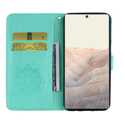 Bling Rhinestone Decor Imprinted Owl Flower Pattern Leather Case Shell with Stand Wallet for Google Pixel 6