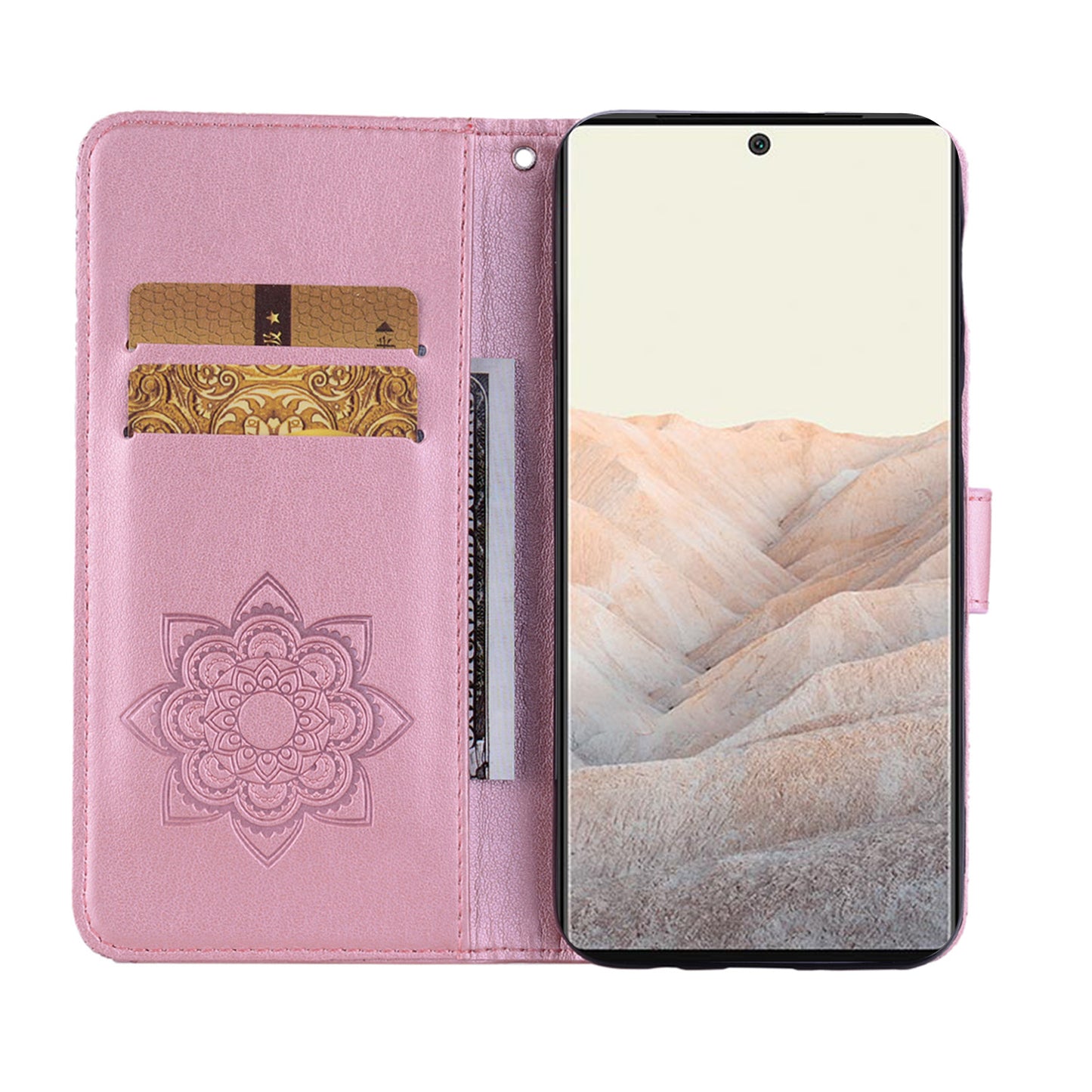 Bling Rhinestone Decor Imprinted Owl Flower Pattern Leather Case Shell with Stand Wallet for Google Pixel 6