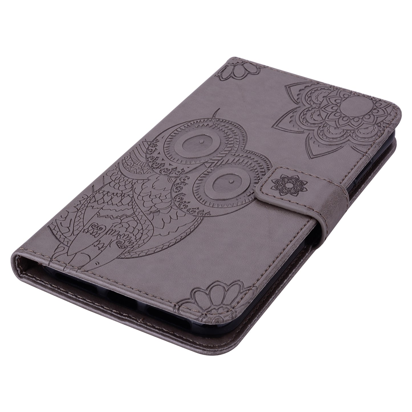 Scratch-resistant Flip Phone Case Imprinted Owl Flower Pattern Leather Wallet Shell for Google Pixel 6 Pro