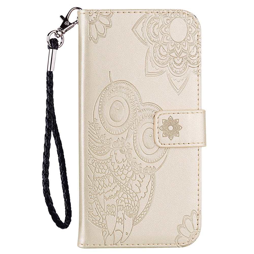 Scratch-resistant Flip Phone Case Imprinted Owl Flower Pattern Leather Wallet Shell for Google Pixel 6 Pro