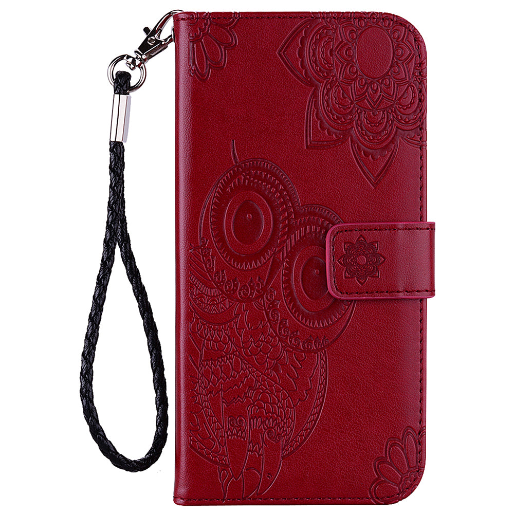 Scratch-resistant Flip Phone Case Imprinted Owl Flower Pattern Leather Wallet Shell for Google Pixel 6 Pro