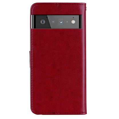 Scratch-resistant Flip Phone Case Imprinted Owl Flower Pattern Leather Wallet Shell for Google Pixel 6 Pro