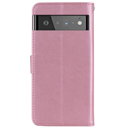 Flip Phone Case Bling Rhinestone Decor Imprinted Owl Flower Pattern Leather Wallet Shell for Google Pixel 6 Pro