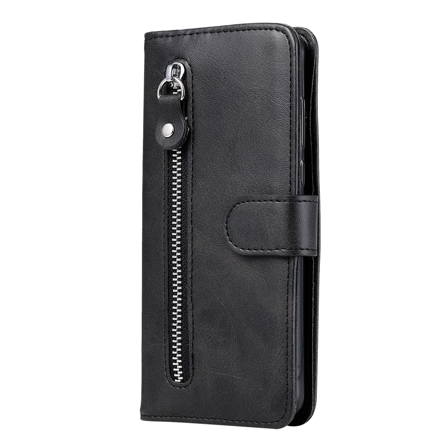 PU Leather Zippered Pocket Phone Case Coin Wallet Stand Folding Case for Google Pixel 6 Pro