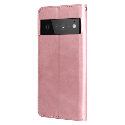 PU Leather Zippered Pocket Phone Case Coin Wallet Stand Folding Case for Google Pixel 6 Pro